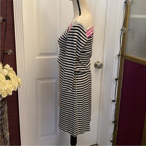 Sonia Rykiel Striped Black and White Dress with Pink Accents, L - Picture 5 of 8